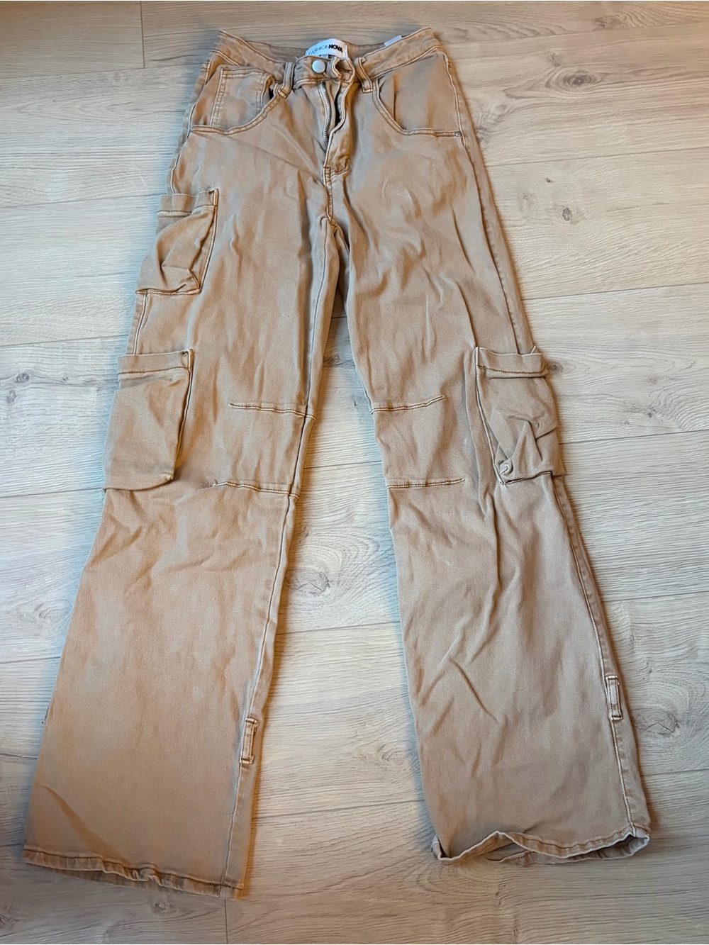 Fashion Nova Beige Cargo Denim Pants